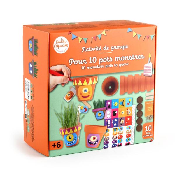 Radis et Capucine - Kit jardinage pour enfants - 10 pots à personnaliser - MEDIA_3D